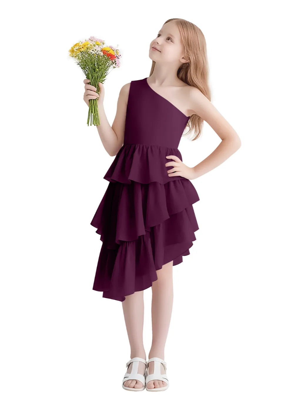 Twirl Belle One-Shoulder Ruffle Dress