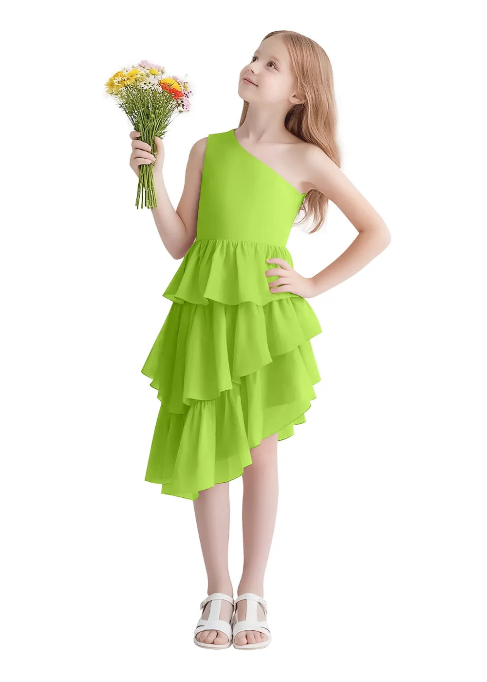 Twirl Belle One-Shoulder Ruffle Dress